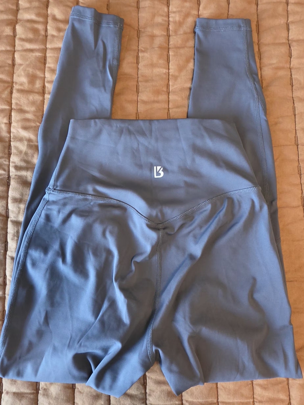 BuffBunny Slate Blue High-Rise Leggings with Logo